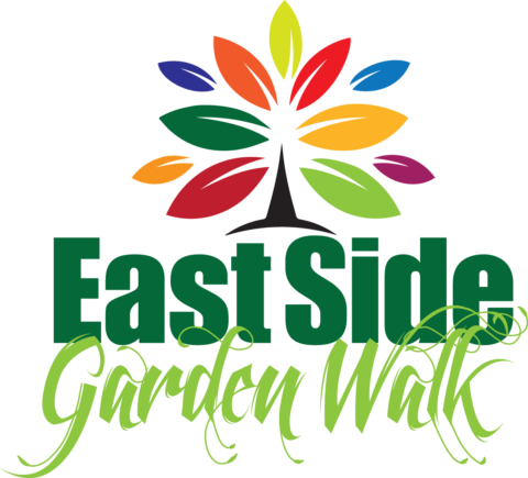 Logo with a colorful tree and text that reads East Side Garden Walk